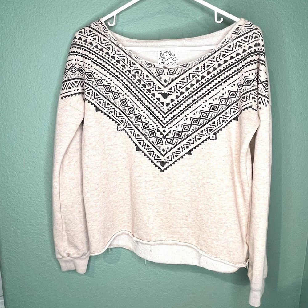 BILLABONG Women's Beige Tribal Print Fleece Lined Sweatshirt - Small